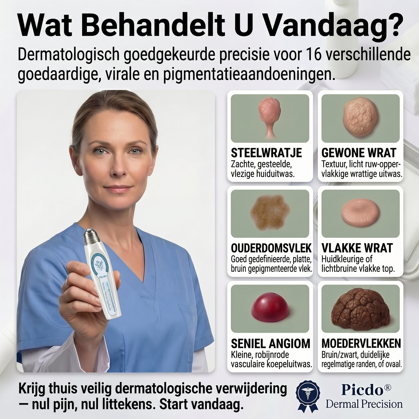 Officiële merk winkel |🔥𝐏i𝐜𝐝o® 7-DAGEN Wratten & Plekjes Verwijderaar (Pijnloos, littekenvrij rollerbal-applicator)💎