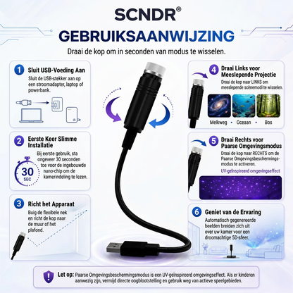 SCNDR® 🌌✨Sterrenhemel Projector - Slimme 5D Holografische Nachtlamp