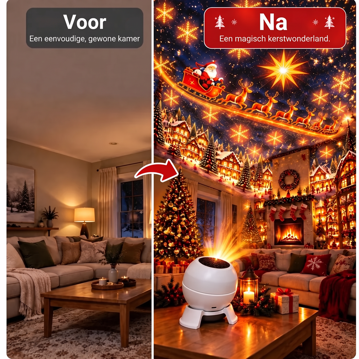 🌈🍔Draaibare kerstlichtprojector – 8 feestelijke motieven
